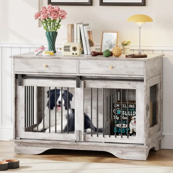 47" Wooden Dog Crate w/ Drawers