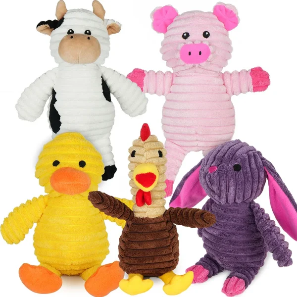 5 Pack Plush Squeaky Toys